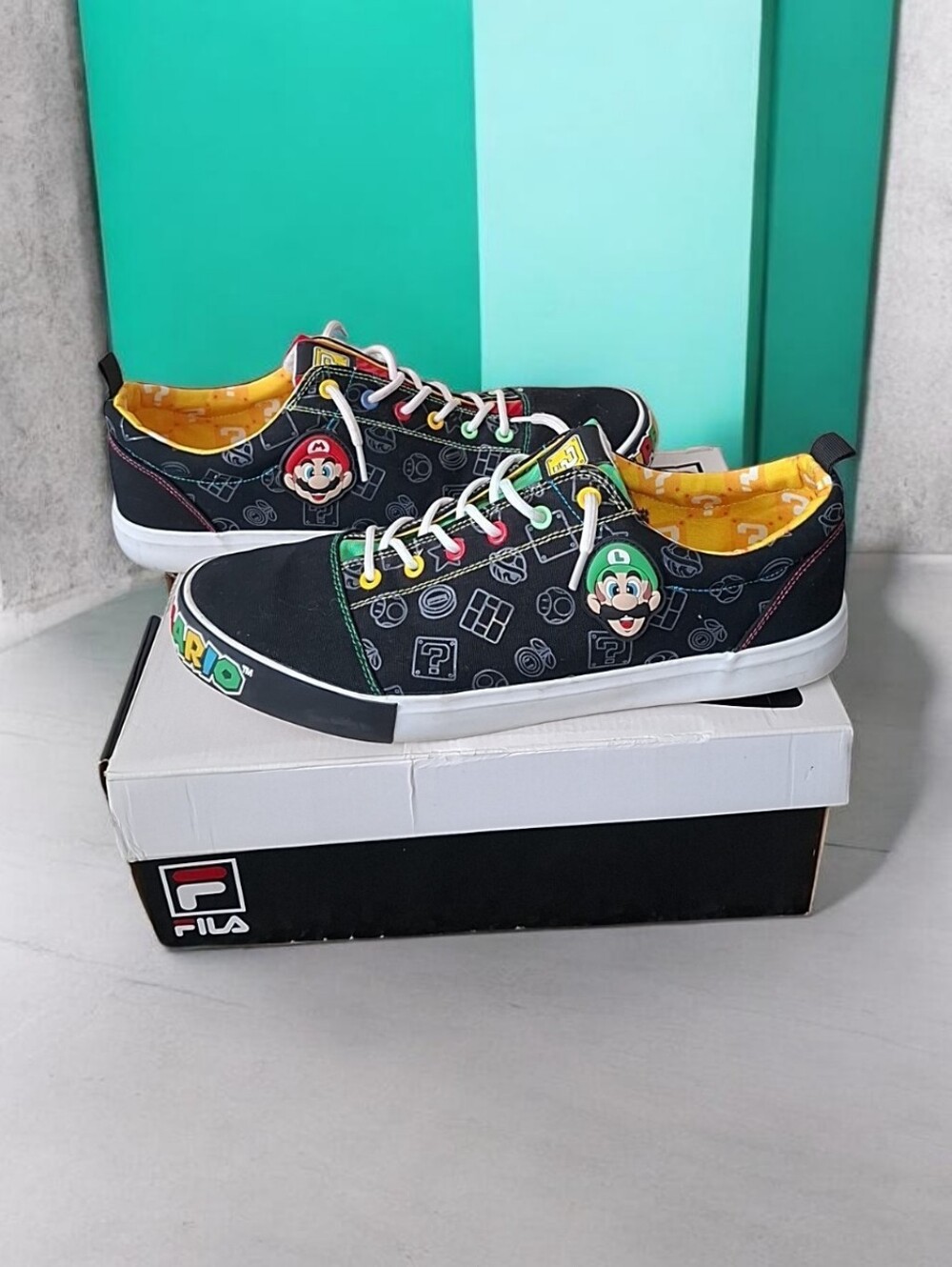 Ground Up Mario & Luigi Graphic Canvas Lace Up Sneaker Black Men’s 13